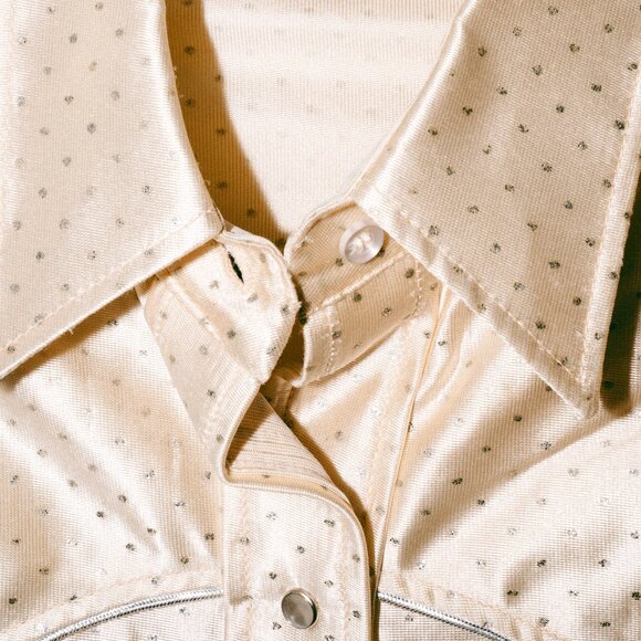 Vintage Champagne Larry Mahan Cowboy Collection Western Shirt w/ Pearl Snaps - Picture 4 of 7